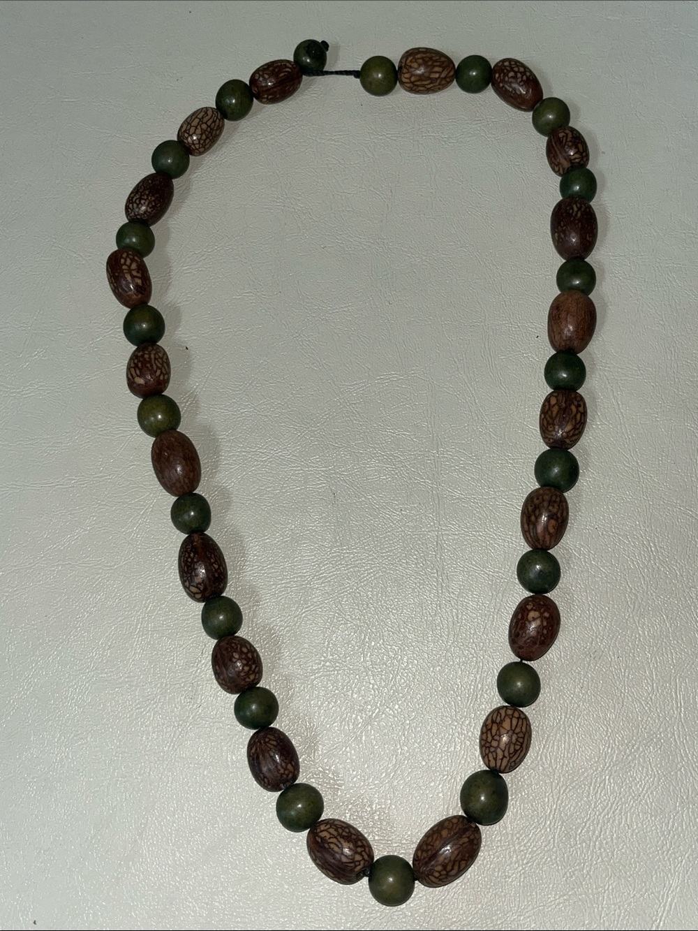 Handcrafted Brown and Green Beaded Necklace